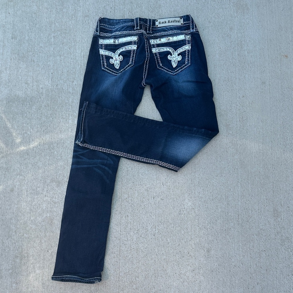 Dark Blue Rock Revival Jeans